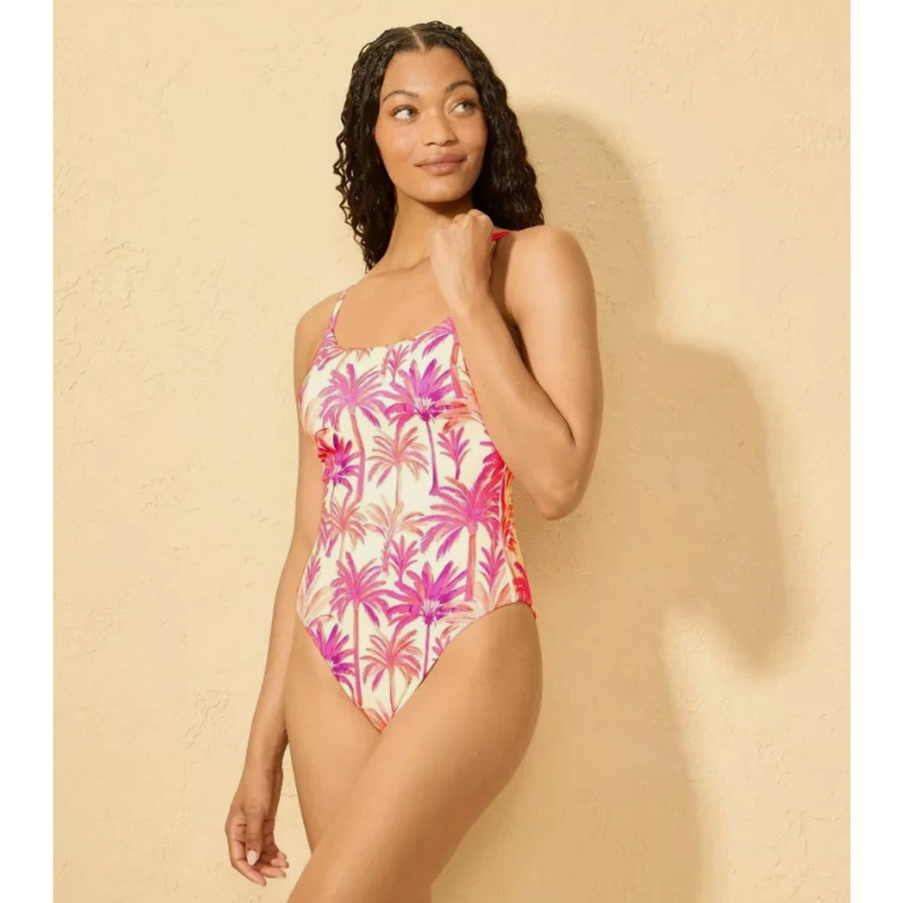 Women's Textured Palm Print High Leg Cheeky Swimsuit - Shade & Shore Medium 8-10